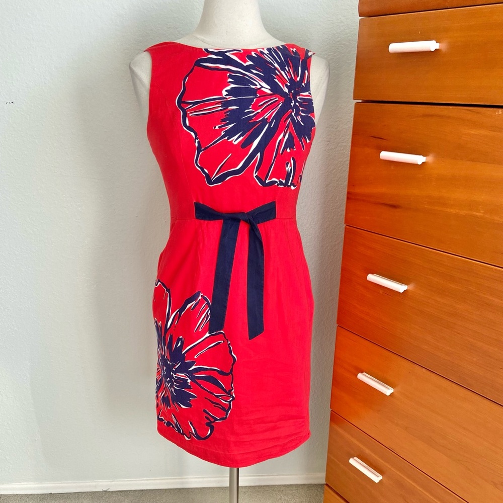 Lilly Pulitzer Red/Navy Erie Dress Sleeveless Floral